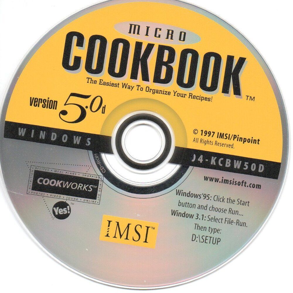 IMSI Micro Cookbook CD v5.0 over 5k Recipes plus add & organize your own